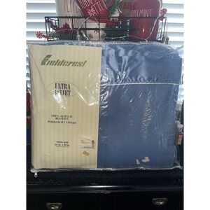 Vintage Fieldcrest Ultra Velvet 100% Acrylic Twin Blanket 66"X‎ 90" Smoke Blue